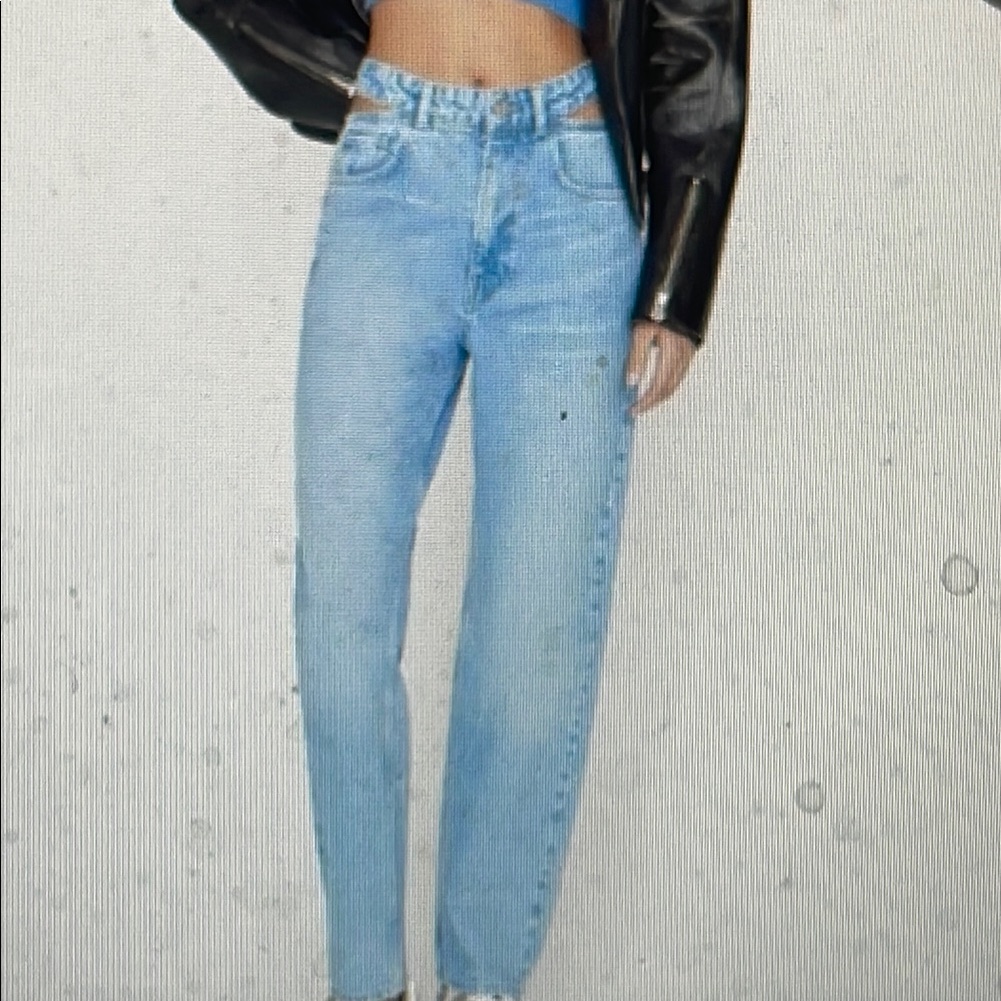 Frame Relaxed Fit Cut Out Waist Women's Light Blue Jeans